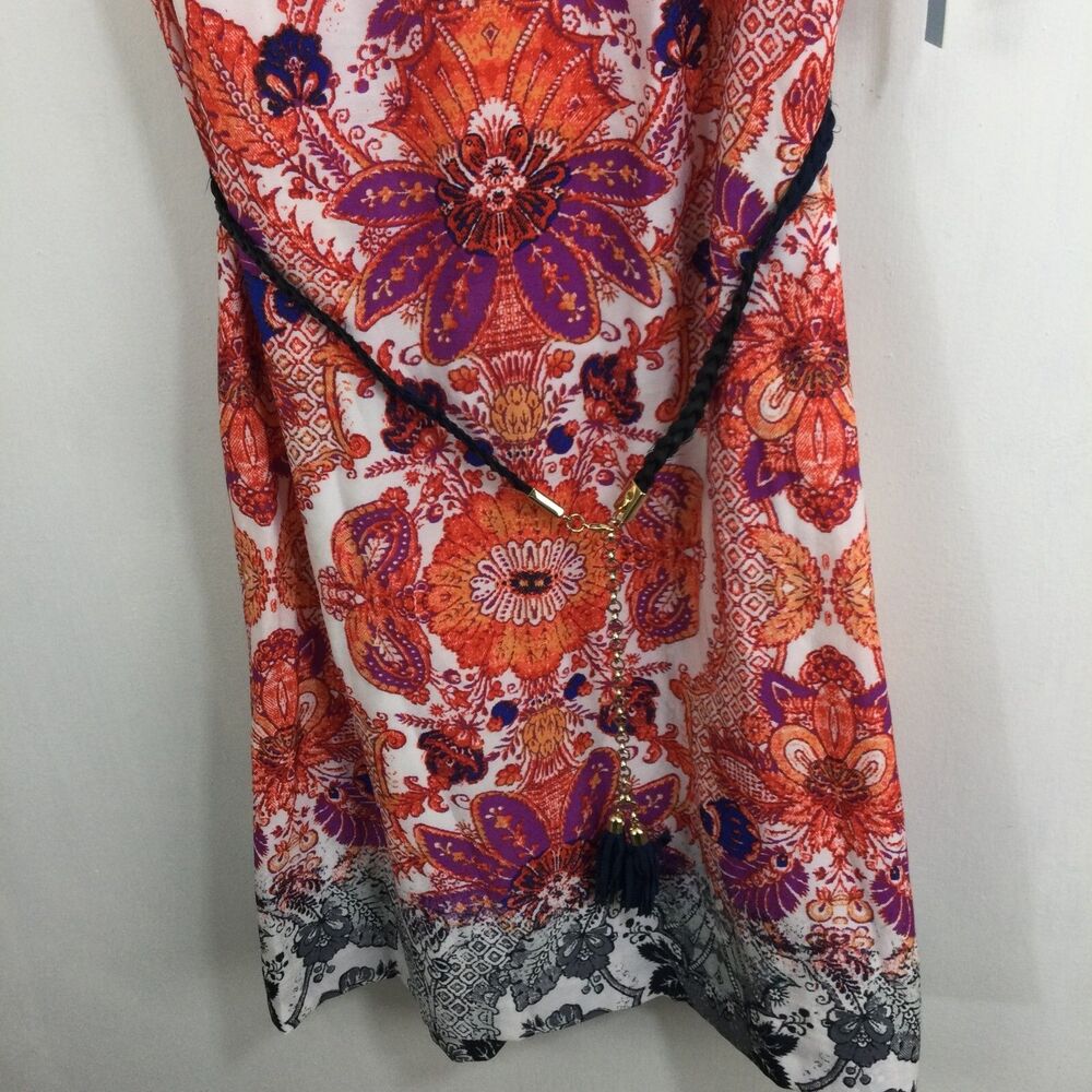 Antonio Melani Elaine Floral Paisley Belted Shift Dress Cayenne/Orchid Sz 10 NWT - Picture 11 of 12